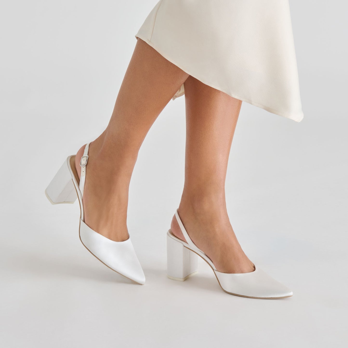 Carel True White Satin High Heels - Dolce Vita