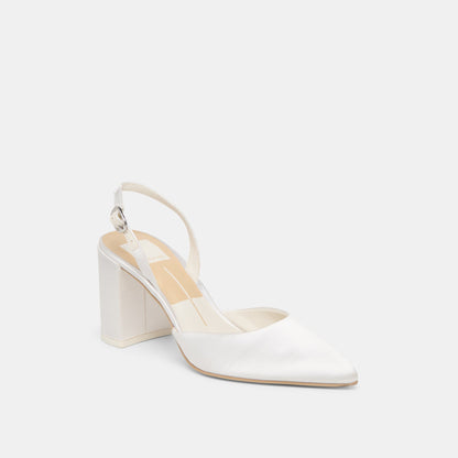 Carel True White Satin High Heels - Dolce Vita
