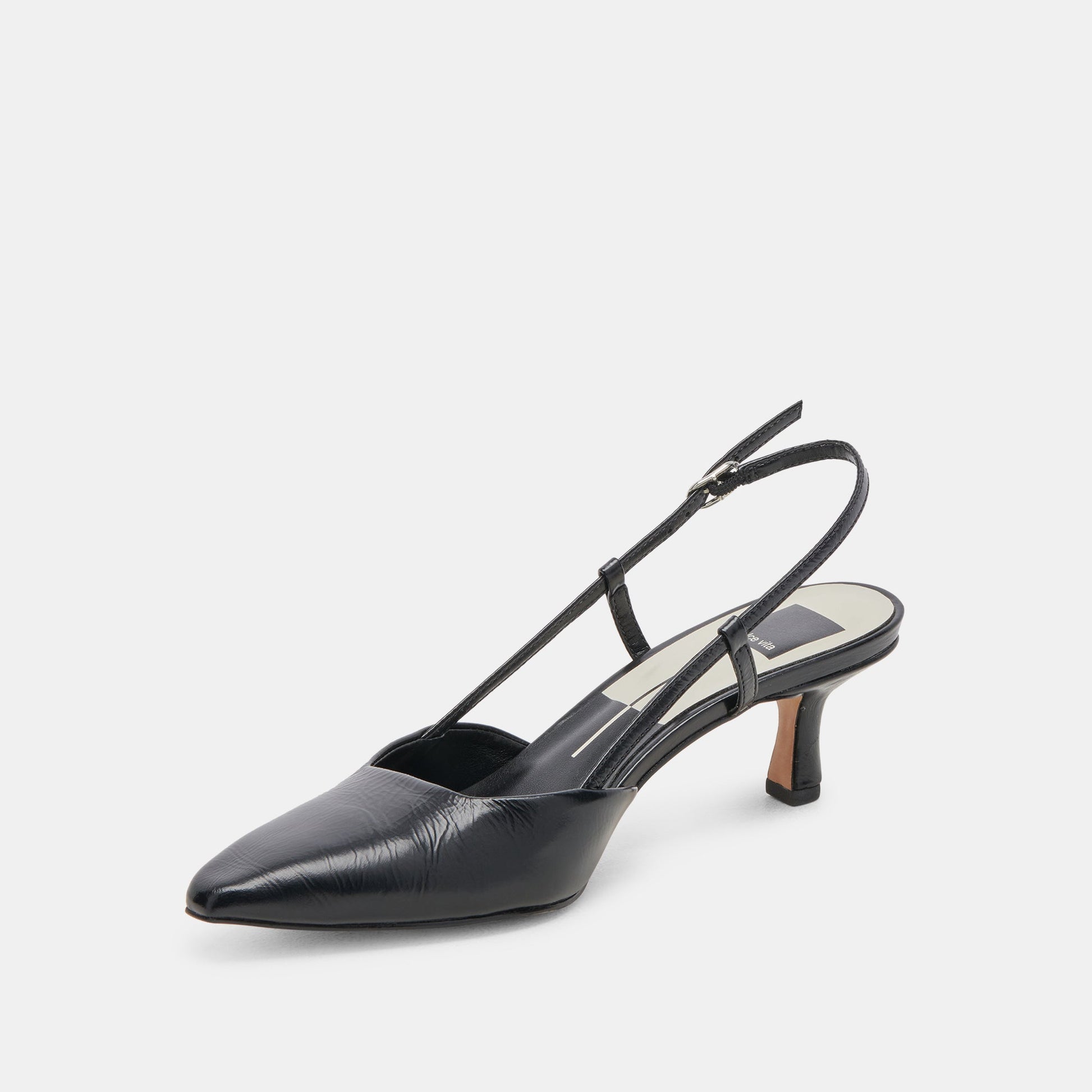 ODELA HEELS MIDNIGHT CRINKLE PATENT - Dolce Vita