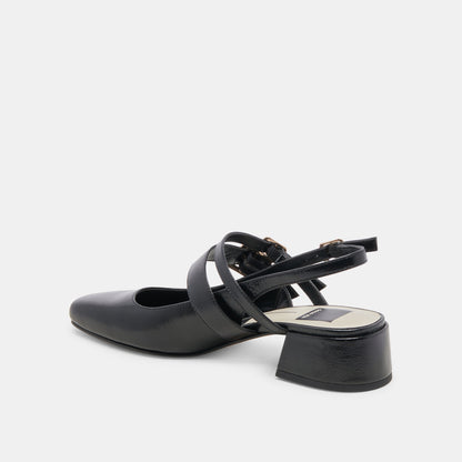 PATZY HEELS MIDNIGHT CRINKLE PATENT LEATHER - Dolce Vita