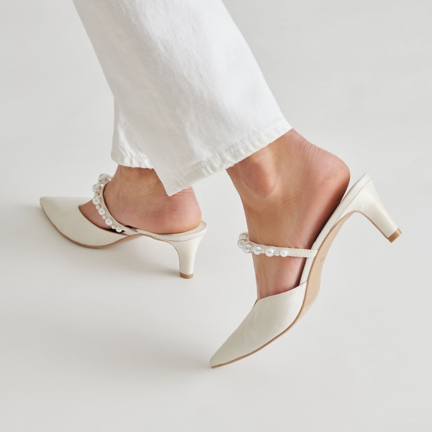 Kanika Pearl Mid Vanilla Pearl Heels - Dolce Vita