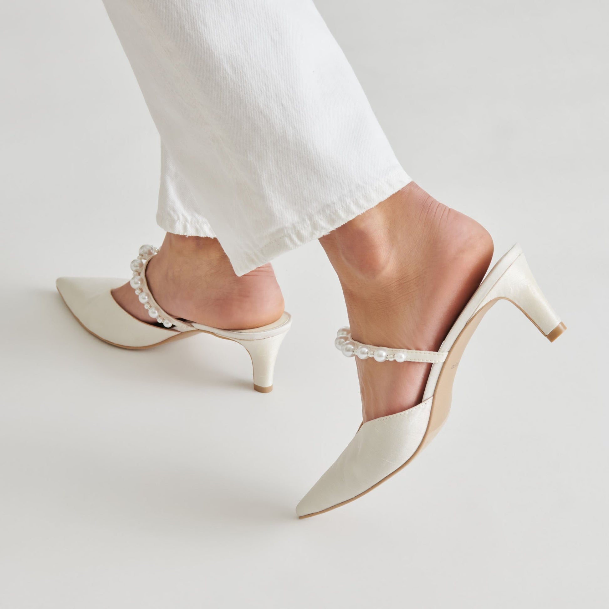 Kanika Pearl Mid Vanilla Pearl Heels - Dolce Vita