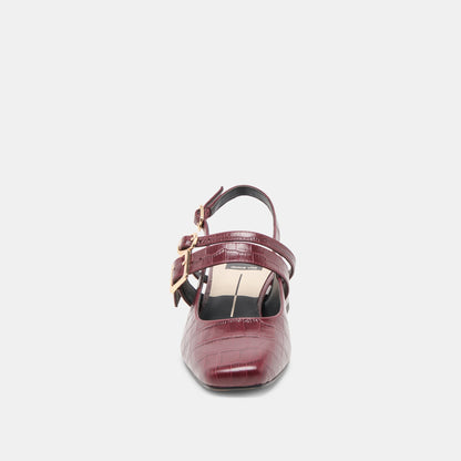 Patzy Oxblood Embossed Leather Heels - Dolce Vita