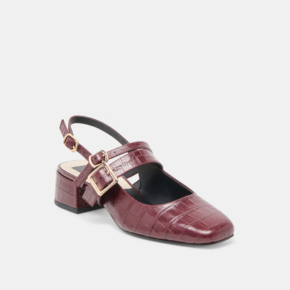 Patzy Oxblood Embossed Leather Heels - Dolce Vita