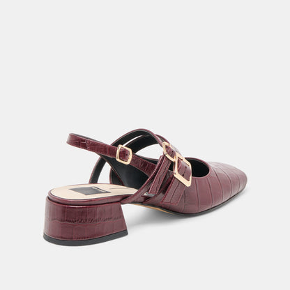 Patzy Oxblood Embossed Leather Heels - Dolce Vita