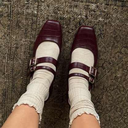 Patzy Oxblood Embossed Leather Heels - Dolce Vita