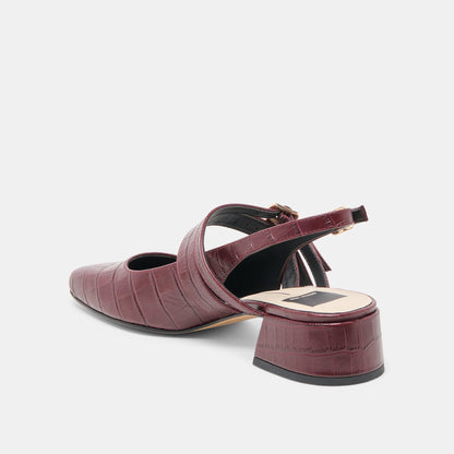 Patzy Oxblood Embossed Leather Heels - Dolce Vita