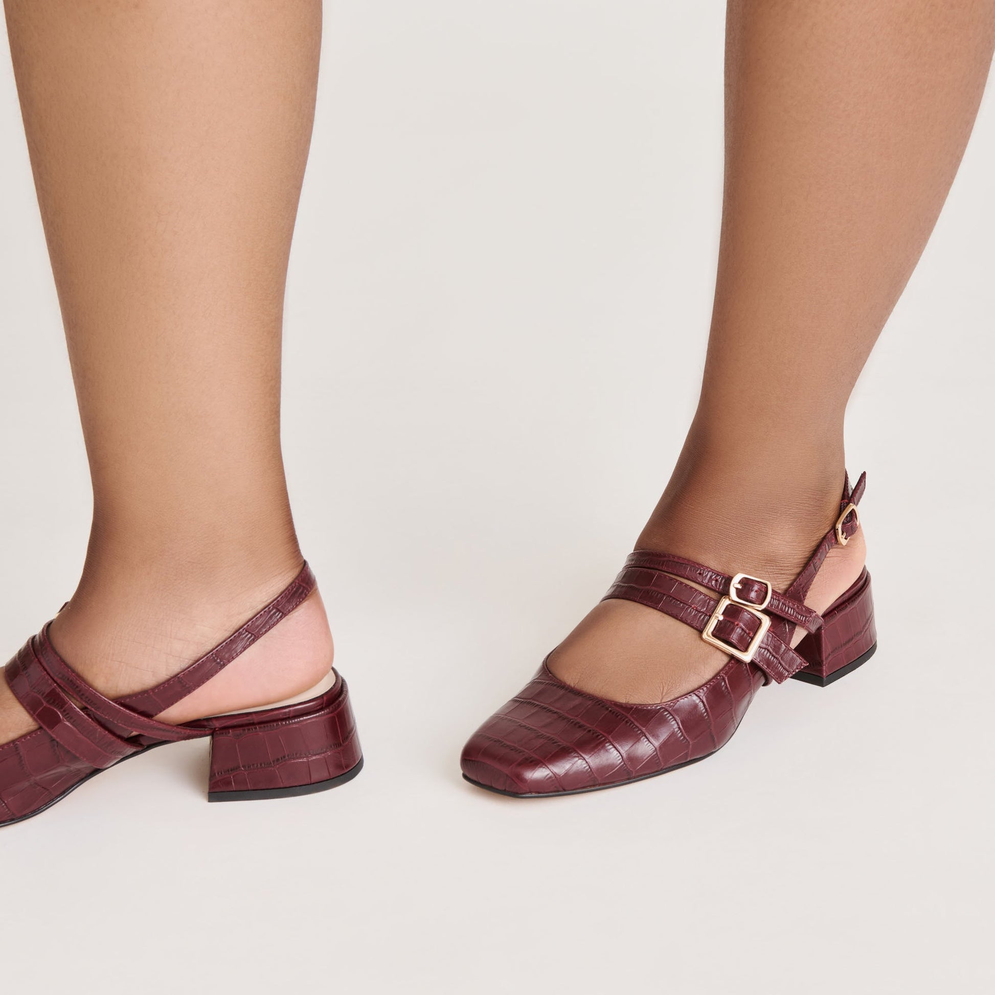 Patzy Oxblood Embossed Leather Heels - Dolce Vita