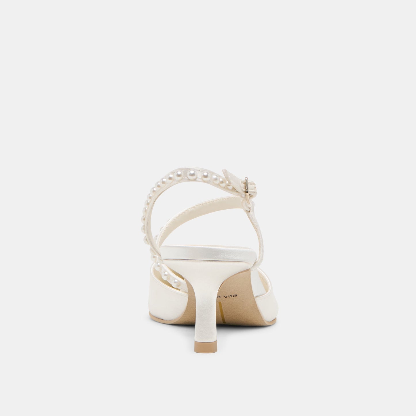 Kamra Pearl True White Satin Mid Heels - Dolce Vita
