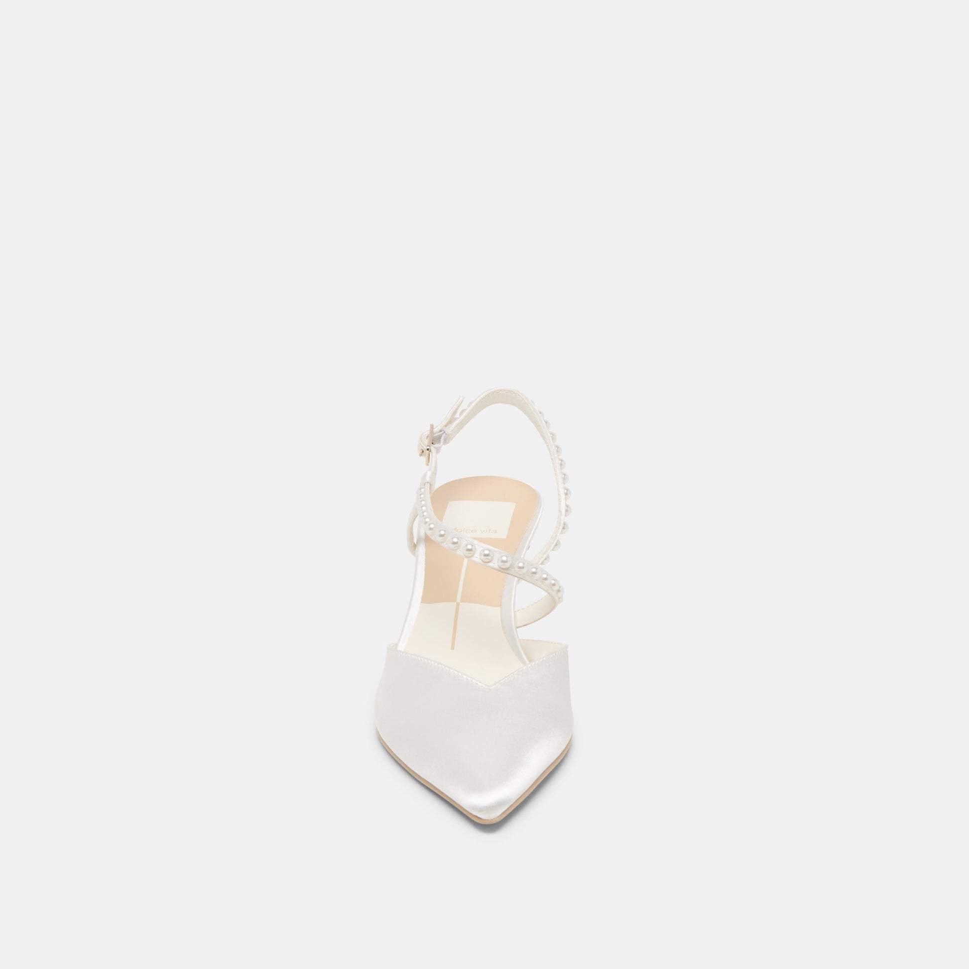 Kamra Pearl True White Satin Mid Heels - Dolce Vita