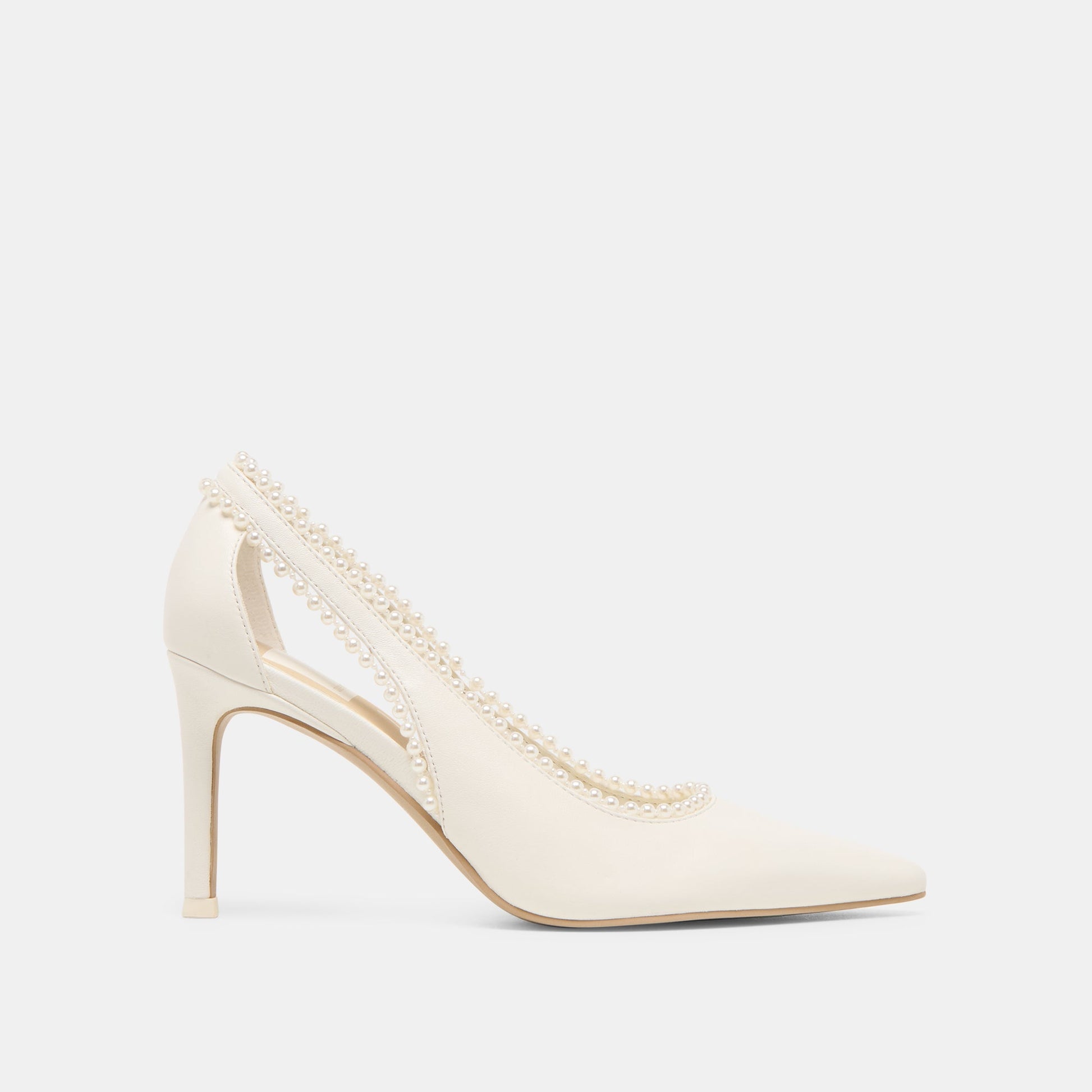 Kelson Pearl True White Leather Heels - Dolce Vita
