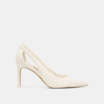 Kelson Pearl True White Leather Heels - Dolce Vita
