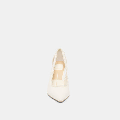 Kelson Pearl True White Leather Heels - Dolce Vita
