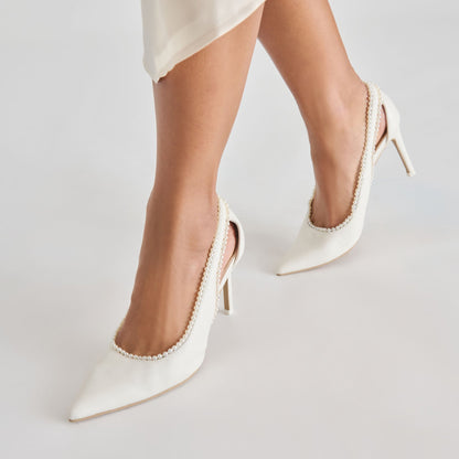 Kelson Pearl True White Leather Heels - Dolce Vita