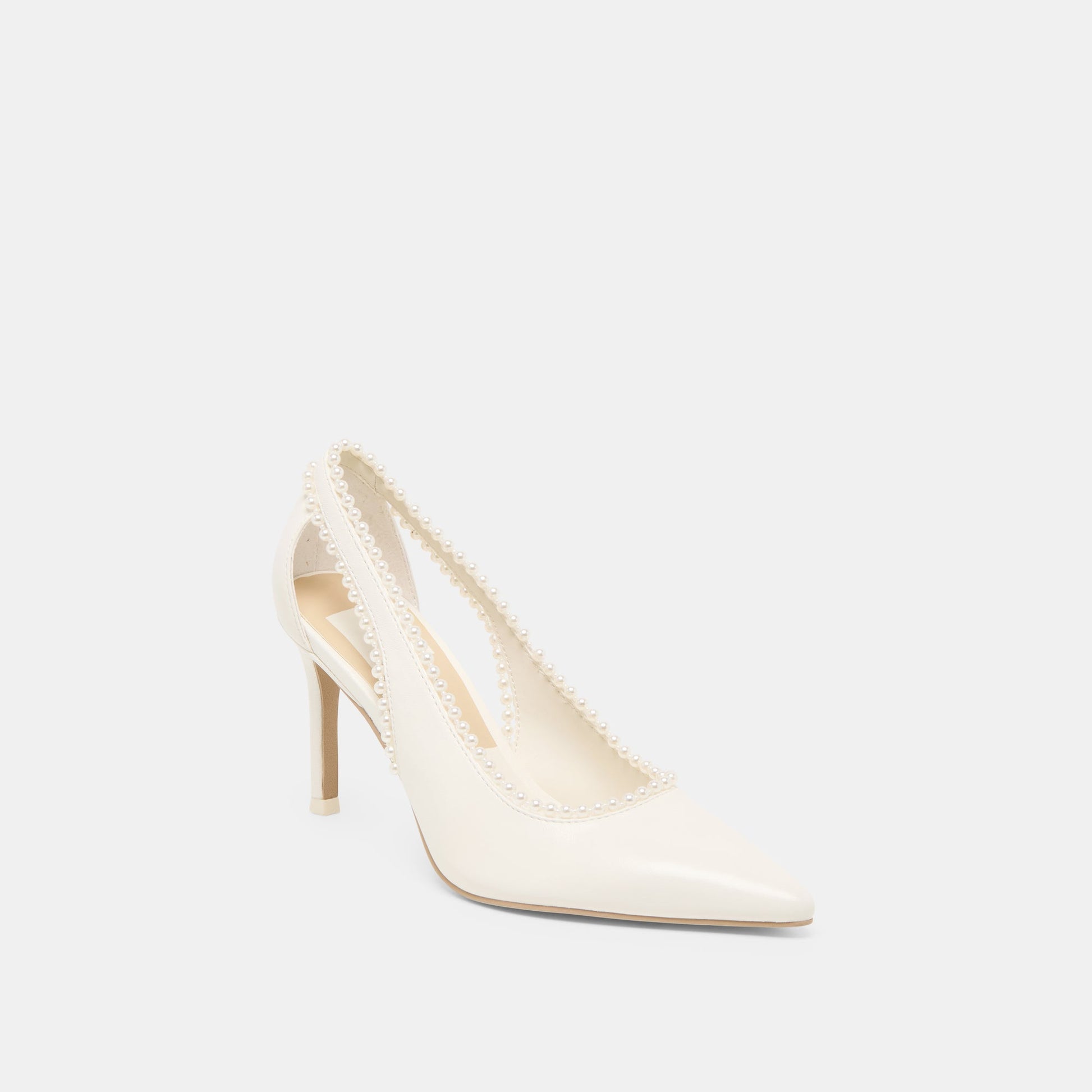 Kelson Pearl True White Leather Heels - Dolce Vita