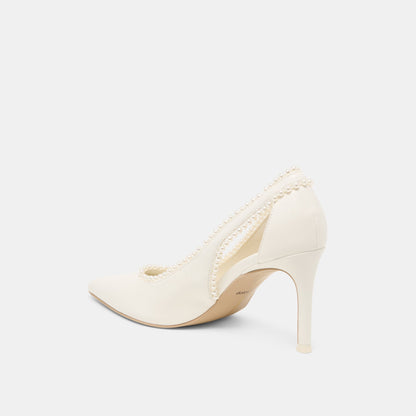 Kelson Pearl True White Leather Heels - Dolce Vita