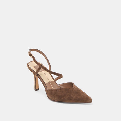 Kamra Dk Brown Suede Heels - Dolce Vita