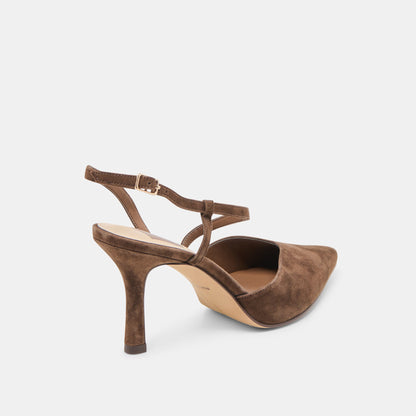 Kamra Dk Brown Suede Heels - Dolce Vita