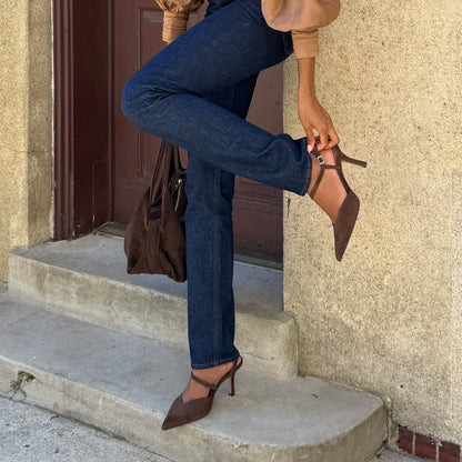 Kamra Dk Brown Suede Heels - Dolce Vita