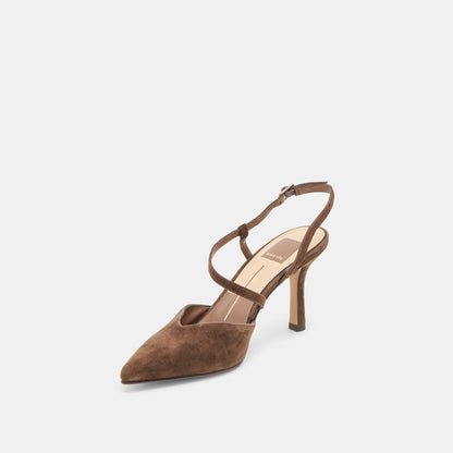 Kamra Dk Brown Suede Heels - Dolce Vita