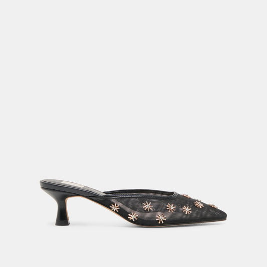 CLARA HEELS BLACK MESH - Dolce Vita