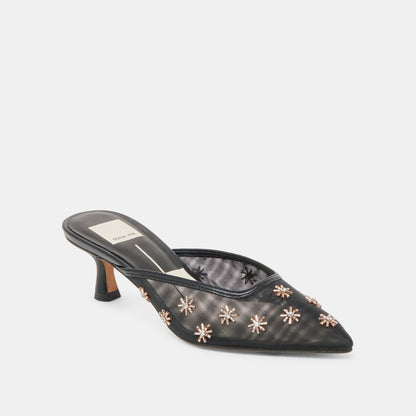 CLARA HEELS BLACK MESH - Dolce Vita