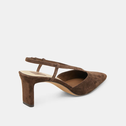 Ginay Dk Brown Suede Heels - Dolce Vita