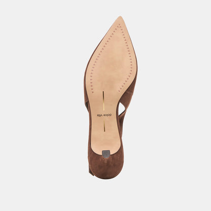 Alenna Dk Brown Suede Heels - Dolce Vita