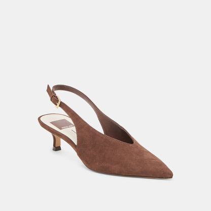Alenna Dk Brown Suede Heels - Dolce Vita