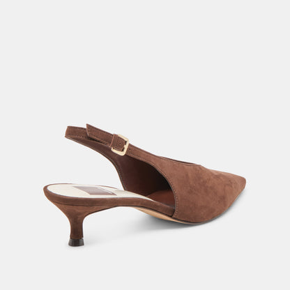 Alenna Dk Brown Suede Heels - Dolce Vita