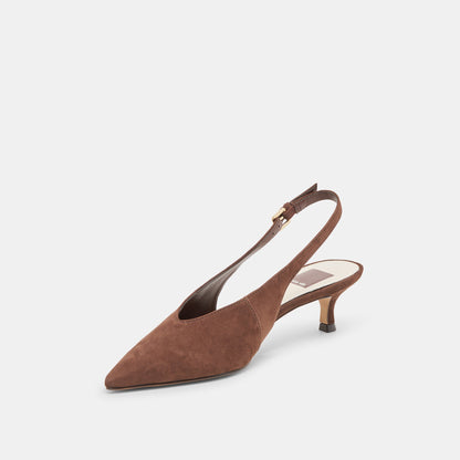 Alenna Dk Brown Suede Heels - Dolce Vita