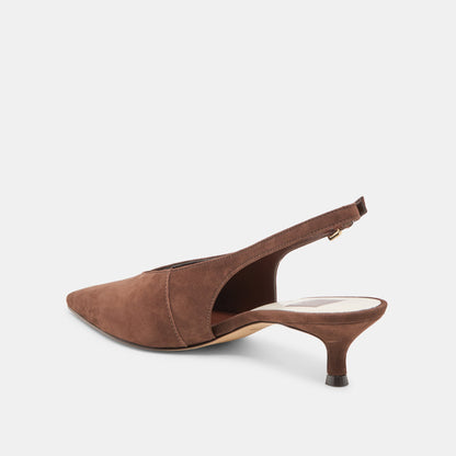 Alenna Dk Brown Suede Heels - Dolce Vita