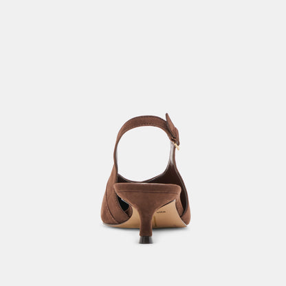 Alenna Dk Brown Suede Heels - Dolce Vita