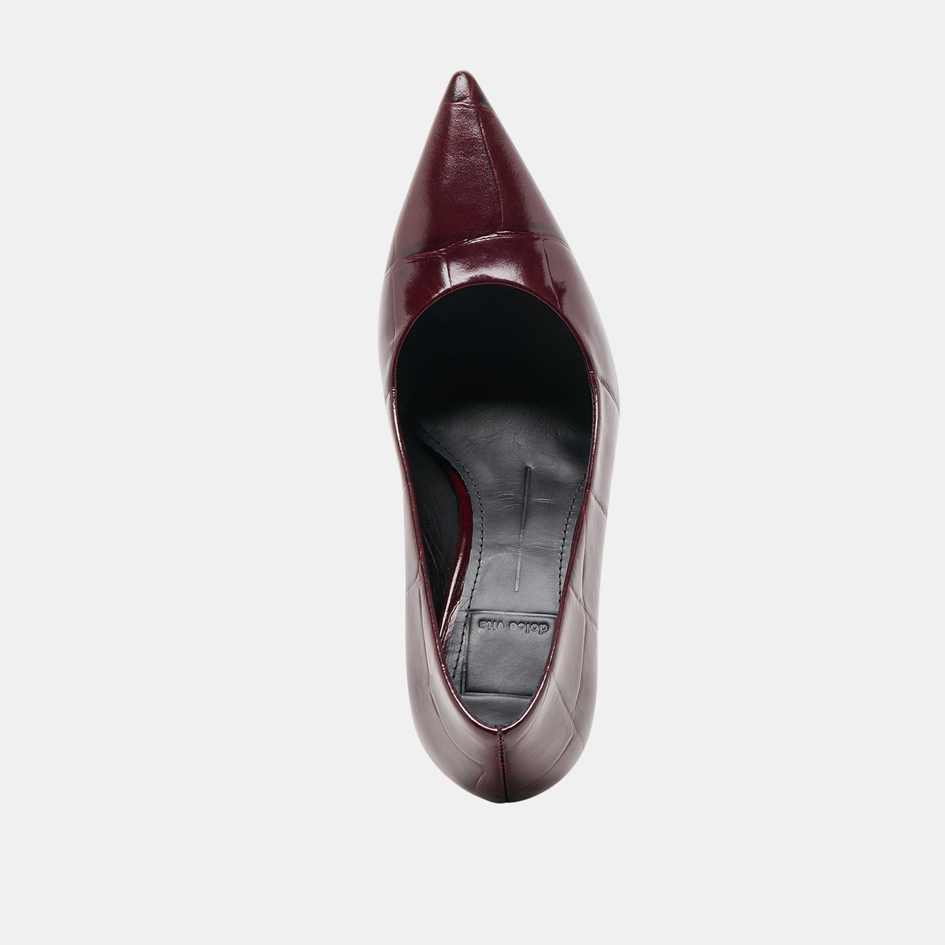 Misty Burgundy Croco Embossed Leather Heels - Dolce Vita