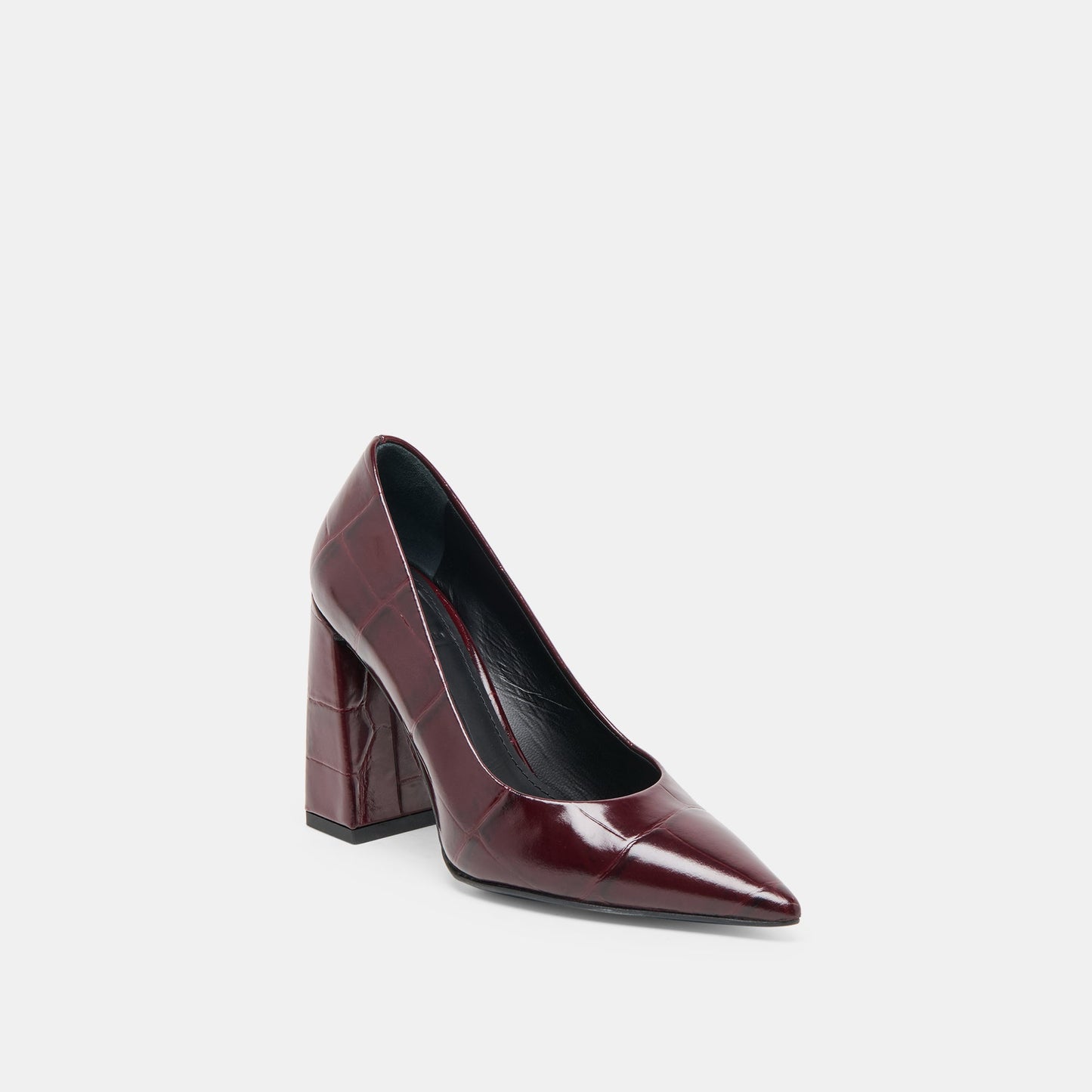 Misty Burgundy Croco Embossed Leather Heels - Dolce Vita