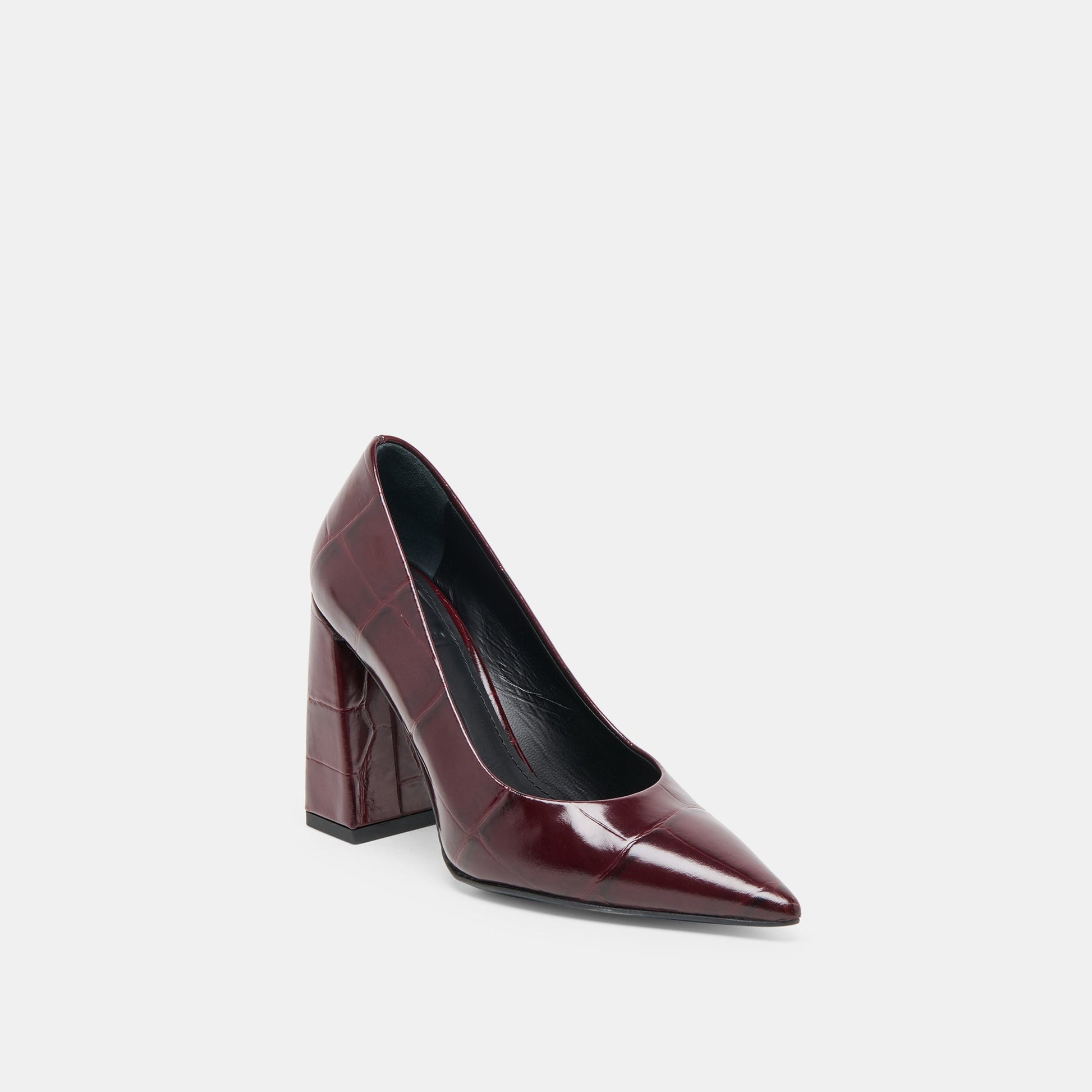 Misty Burgundy Croco Embossed Leather Heels - Dolce Vita
