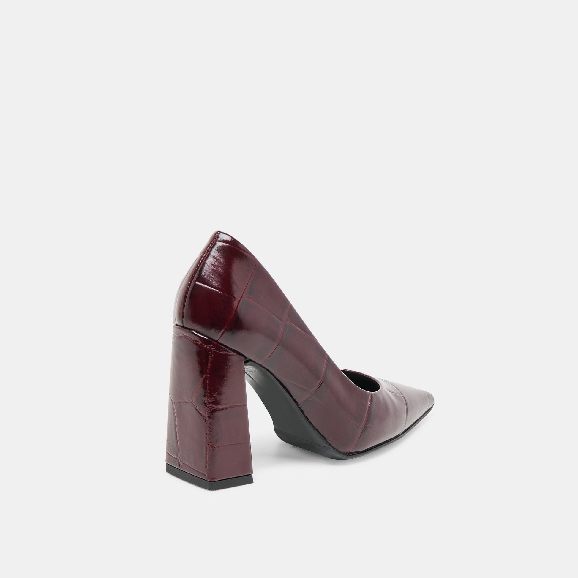 Misty Burgundy Croco Embossed Leather Heels - Dolce Vita