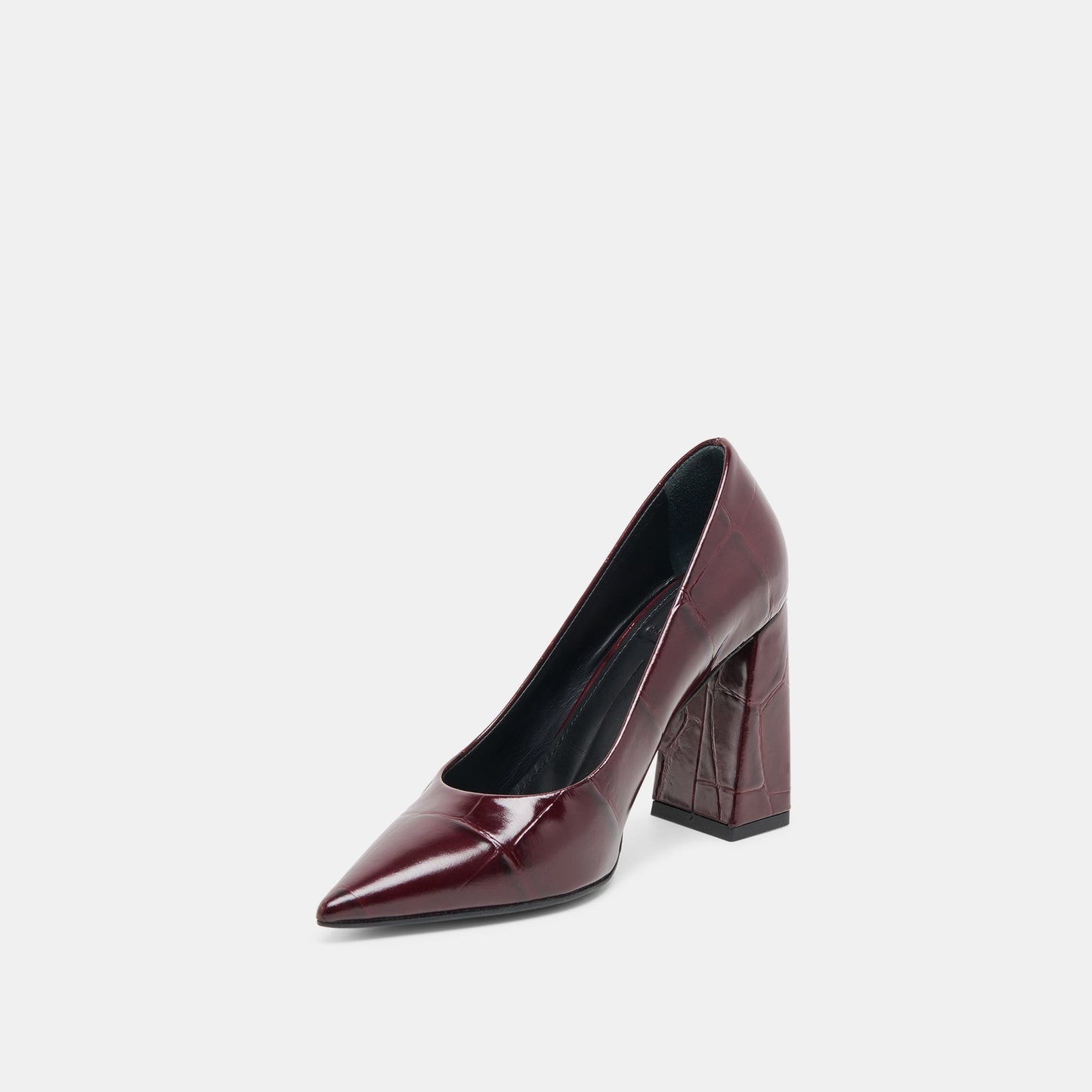 Misty Burgundy Croco Embossed Leather Heels - Dolce Vita