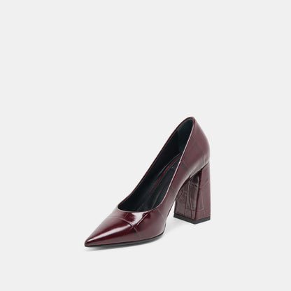 Misty Burgundy Croco Embossed Leather Heels - Dolce Vita