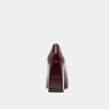 Misty Burgundy Croco Embossed Leather Heels - Dolce Vita
