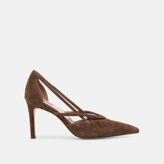 Kaine Dk Brown Suede Heels - Dolce Vita