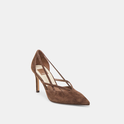 Kaine Dk Brown Suede Heels - Dolce Vita