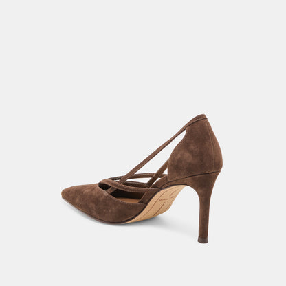 Kaine Dk Brown Suede Heels - Dolce Vita
