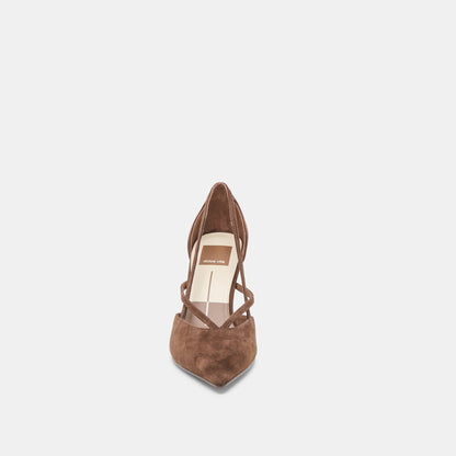 Kaine Dk Brown Suede Heels - Dolce Vita