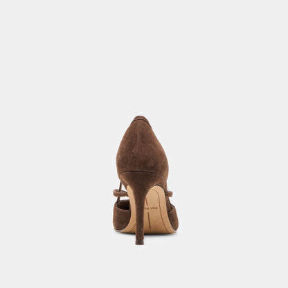 Kaine Dk Brown Suede Heels - Dolce Vita
