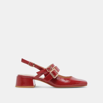 PATZY HEELS CRIMSON CRINKLE PATENT LEATHER - Dolce Vita