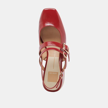 PATZY HEELS CRIMSON CRINKLE PATENT LEATHER - Dolce Vita