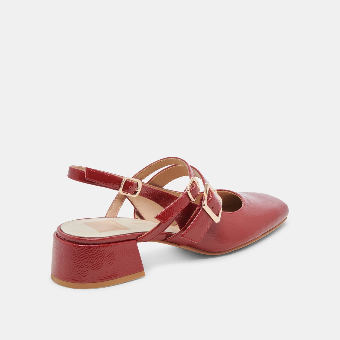 PATZY HEELS CRIMSON CRINKLE PATENT LEATHER - Dolce Vita