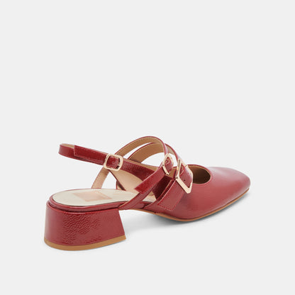 PATZY HEELS CRIMSON CRINKLE PATENT LEATHER - Dolce Vita