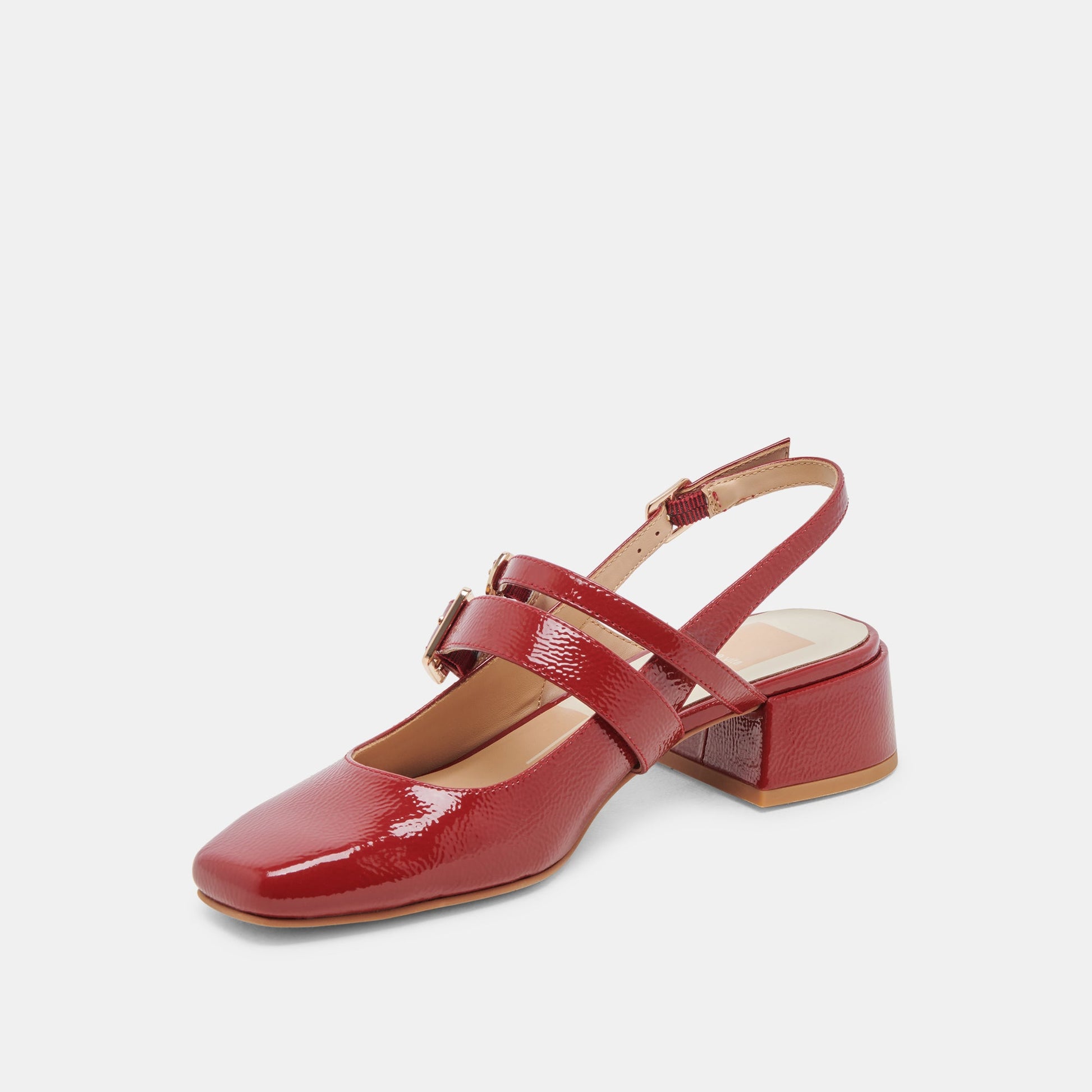 PATZY HEELS CRIMSON CRINKLE PATENT LEATHER - Dolce Vita